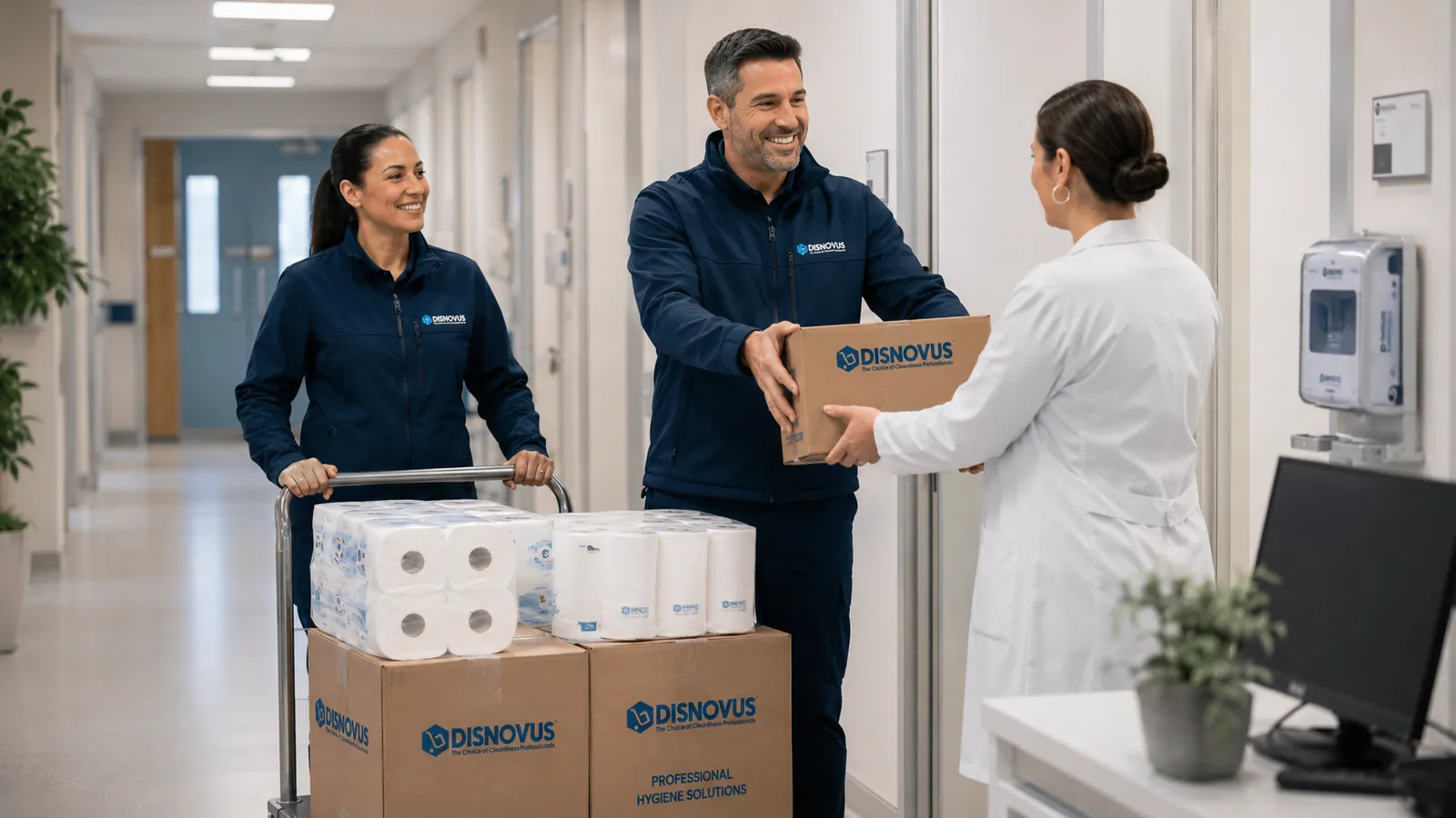 Entrega de productos de higiene de Disnovus en un centro sanitario