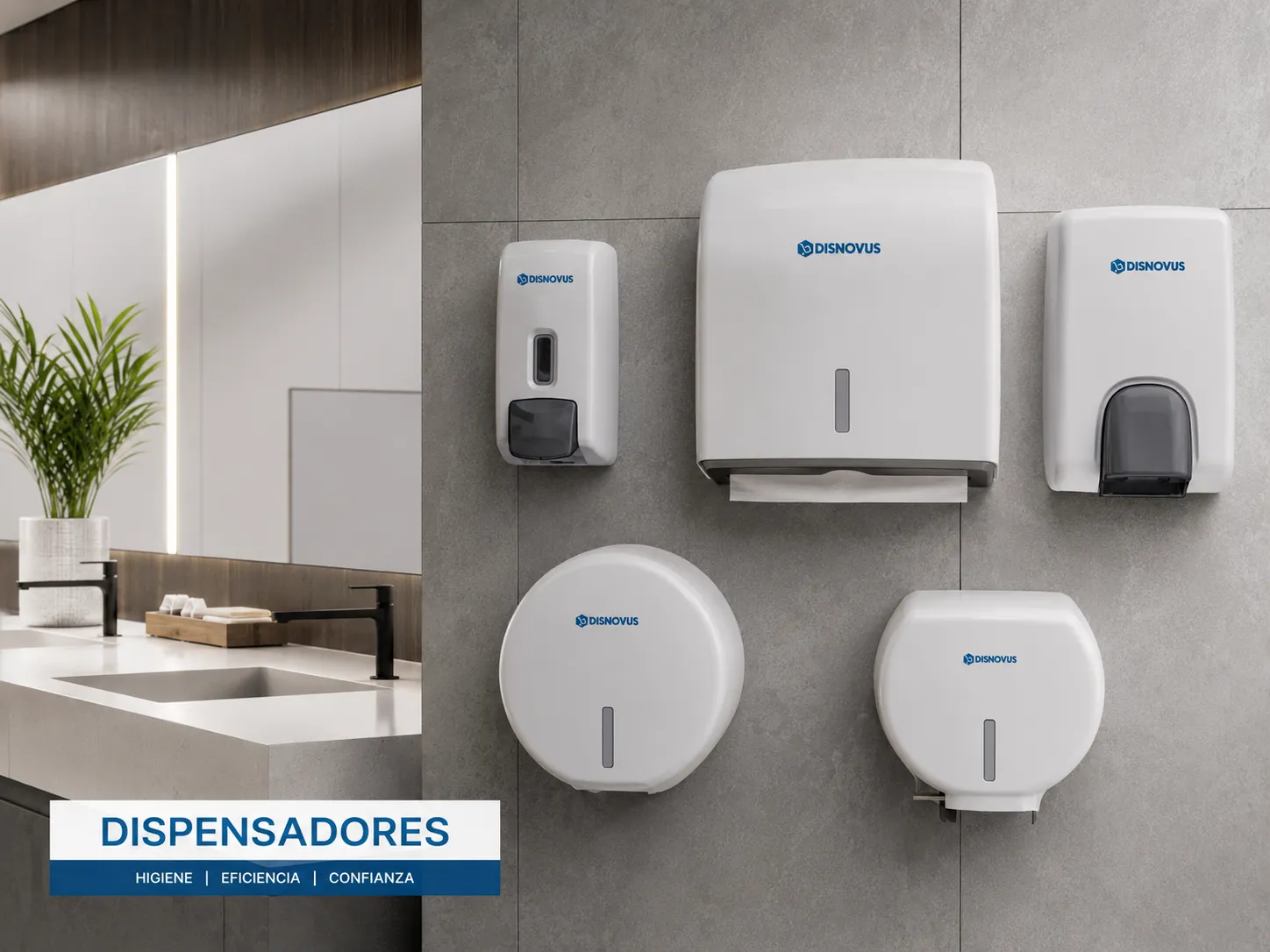 Gama de dispensadores de higiene Disnovus para papel y jabón