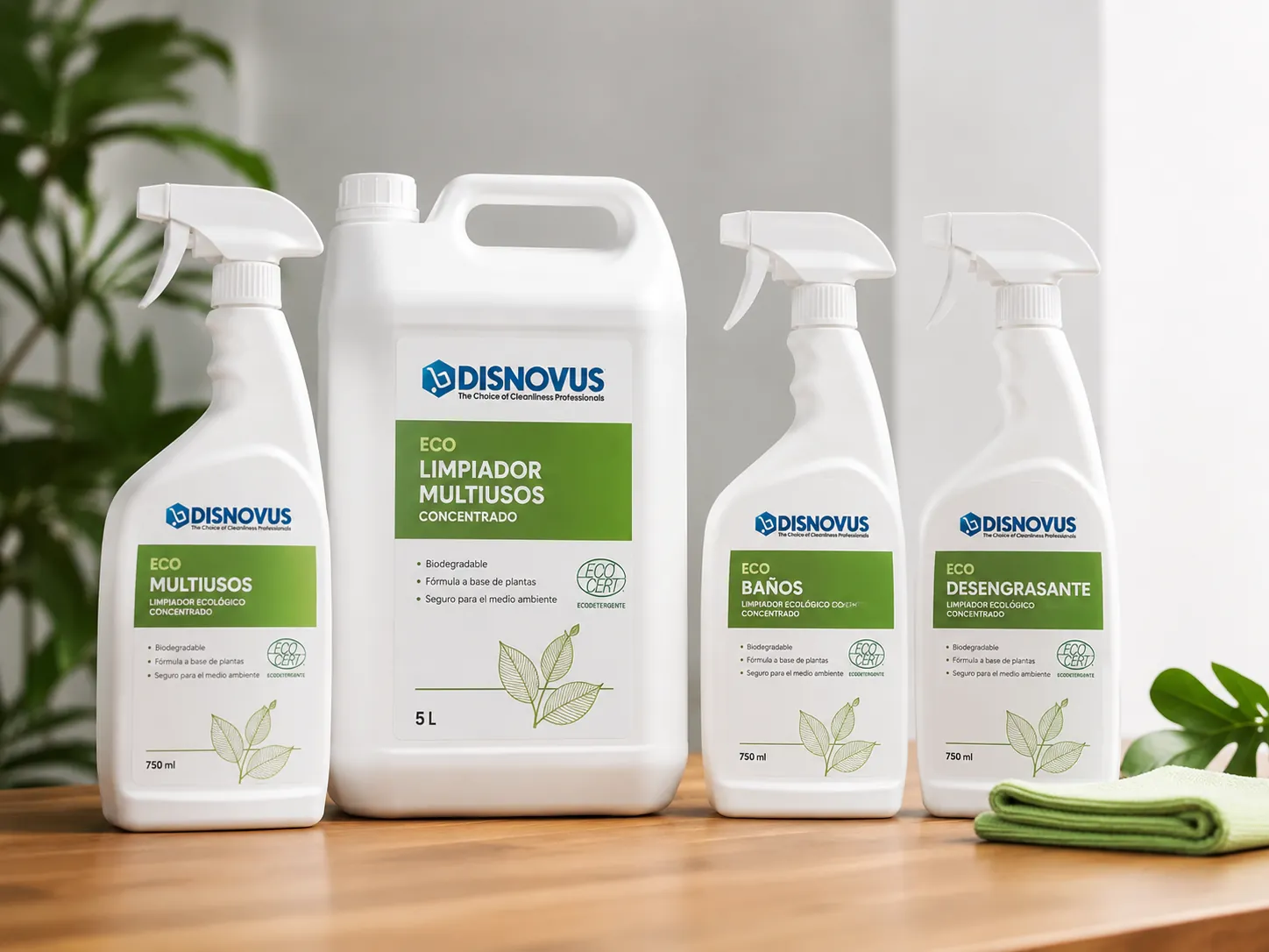 Gama de productos de limpieza ecológicos Disnovus con certificación Ecocert